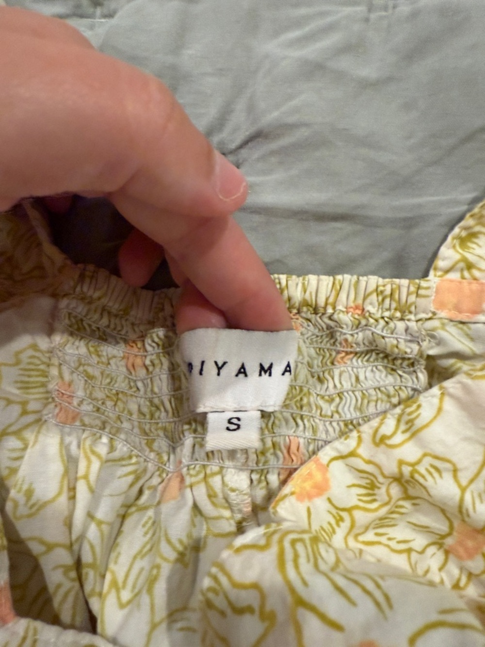 Piyama Floral Smocked Waist pajama set  - Yellow & Peach Floral - Picture 2 of 6